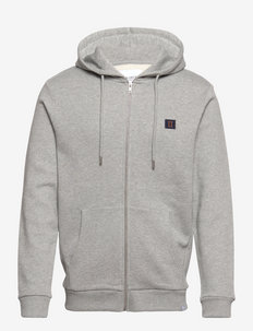 Piece Zipper Hoodie SMU - hoodies - light grey melange/dark navy-rusty brown