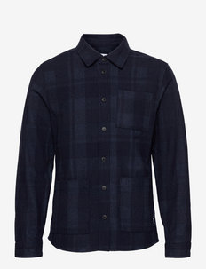 Jason Check Wool Hybrid - overshirts - dark navy