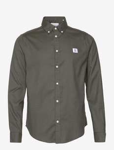 Piece Brushed Shirt - basic shirts - olive melange/white-navy