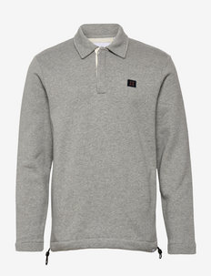 Piece Rugby Sweatshirt SMU - sweats - light grey melange/dark navy-rusty brown