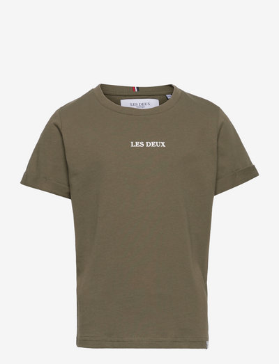 Lens T-shirt Kids - yksiväriset lyhythihaiset t-paidat - olive night/ivory