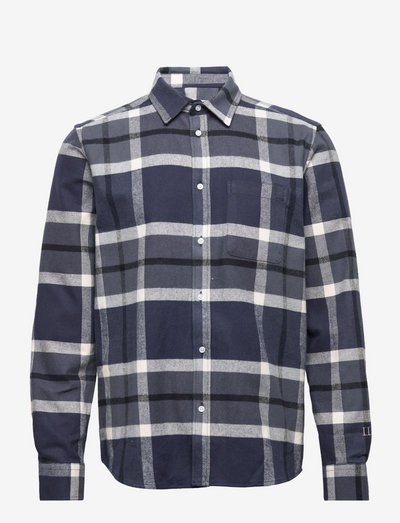 Jeremy Check Flannel Shirt - checkered shirts - dark navy/india ink