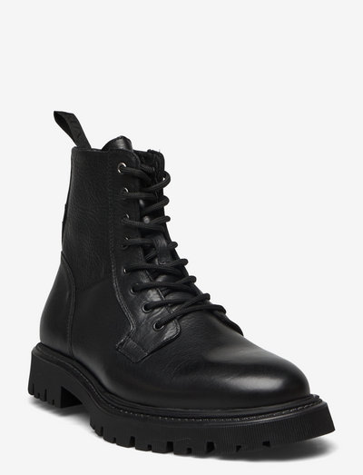 Tatum Leather Lace Up Boot - kängor med snörning - black