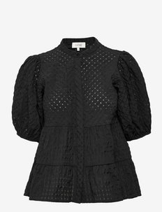 LR-SERINA - short-sleeved blouses - l999c - black combi