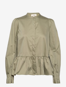 LR-ISLA SOLID - long sleeved blouses - l715 - green tea