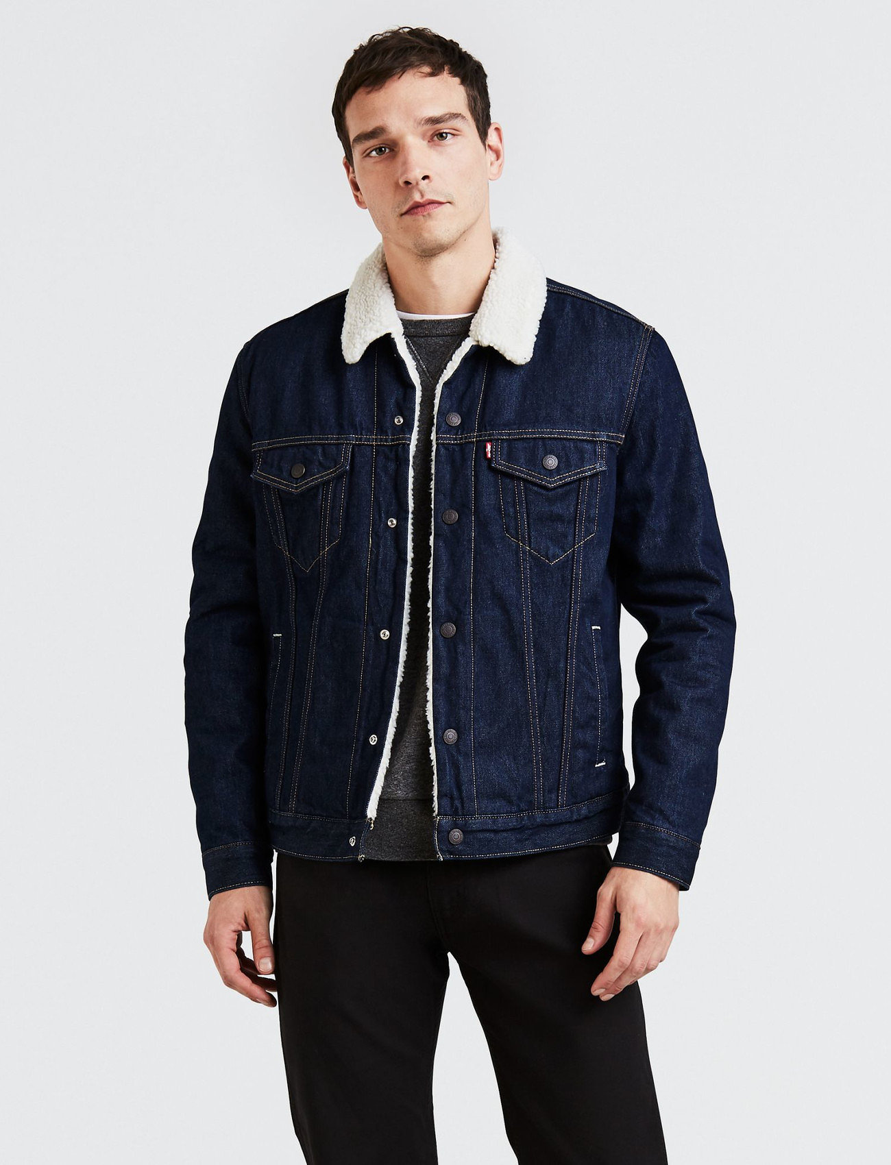 LEVI´S Men Type 3 Sherpa Trucker Rockridg (Med Indigo - Worn In/Blå ...