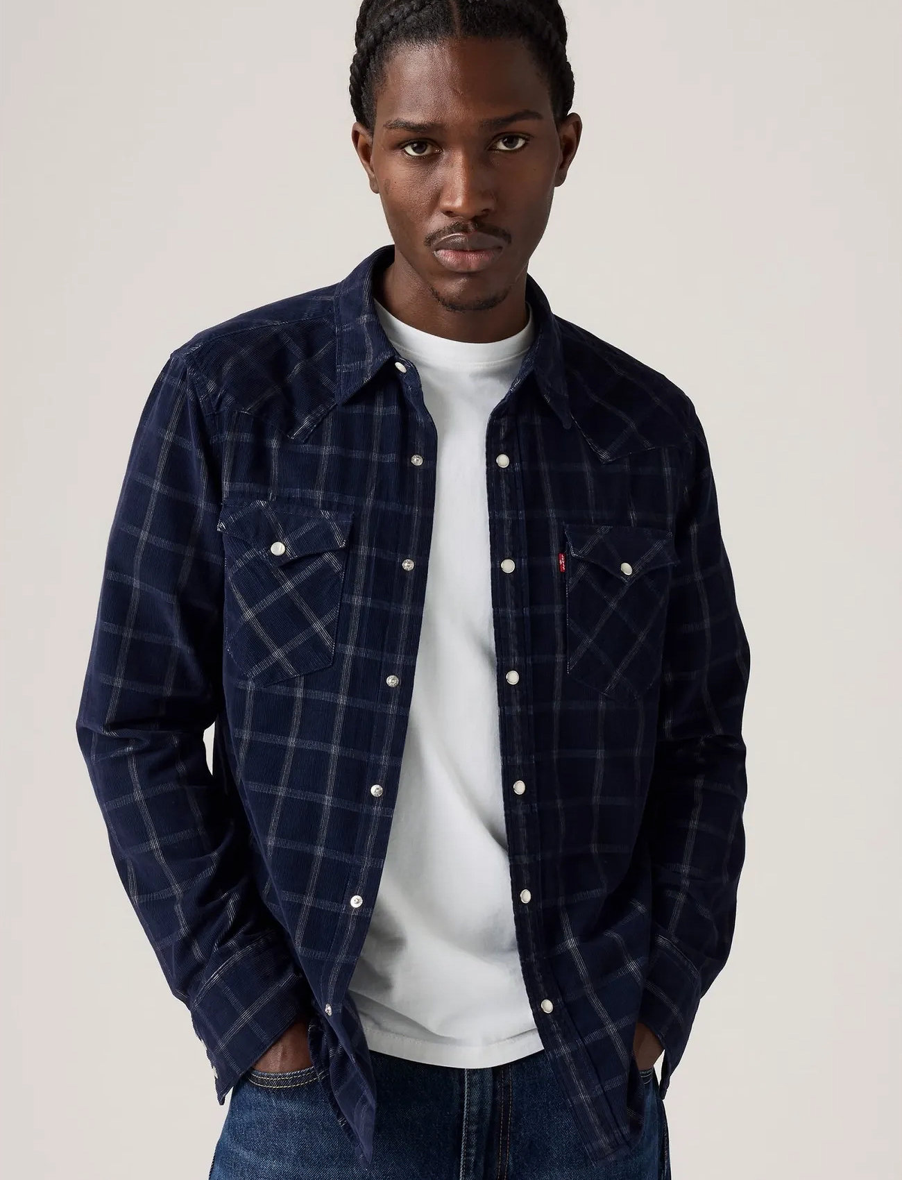 Levi's Barstow Western Standard Dory, M, Navy, Skjorter > Afslappet Shirts, Herre
