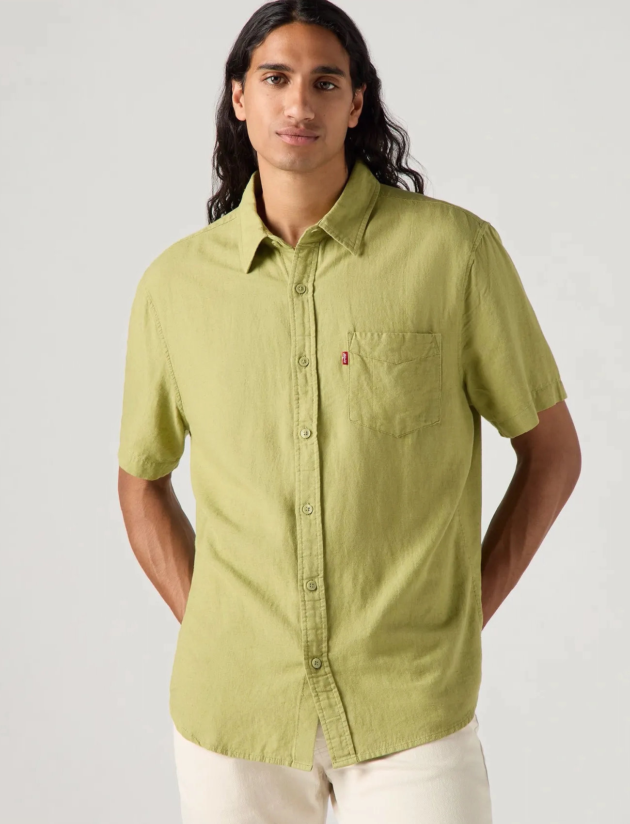 Levi's S/S Sunset 1 Pkt Standrd Greens, L, Green, Skjorter > Kortærmede Shirts, Herre