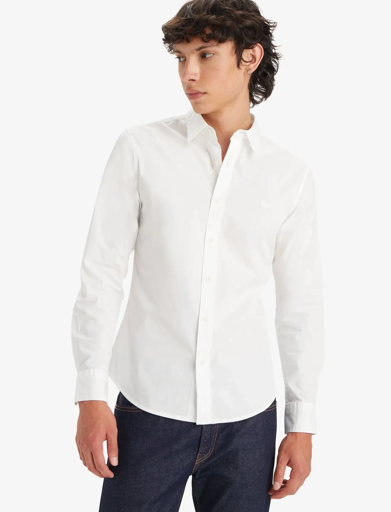 Levi's Ls Battery Hm Shirt Slim Brigh, L, White, Skjorter > Afslappet Shirts, Herre