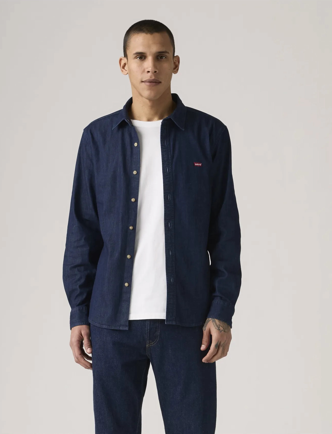 Levi's Ls Battery Hm Shirt Slim Mooki, L, Navy, Skjorter > Denim-Skjorter, Herre