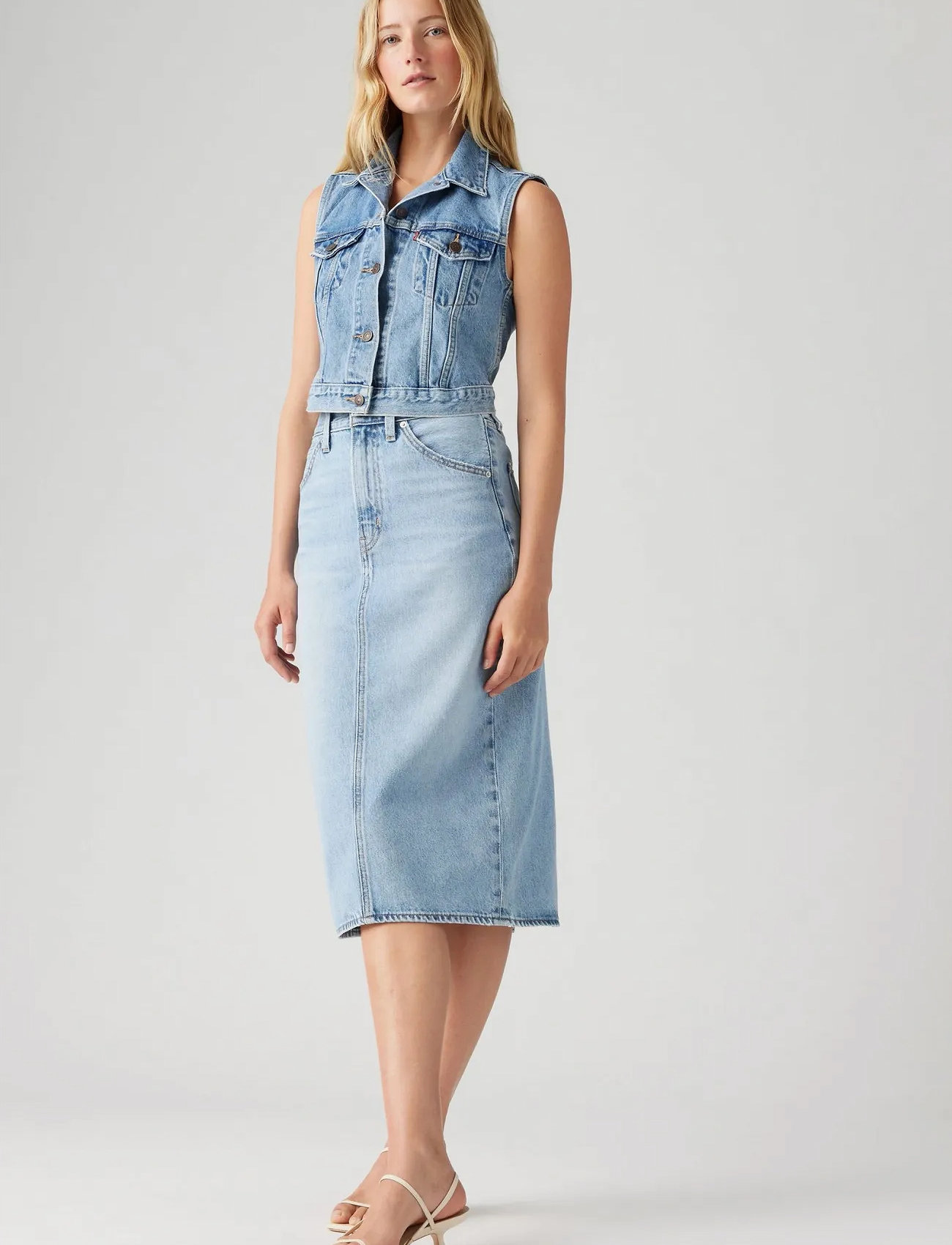 Levi's Hr Back Slit Skirt Riveting Cl, 28, Blue, Nederdele > Knælange Og Midi Nederdele, Dame