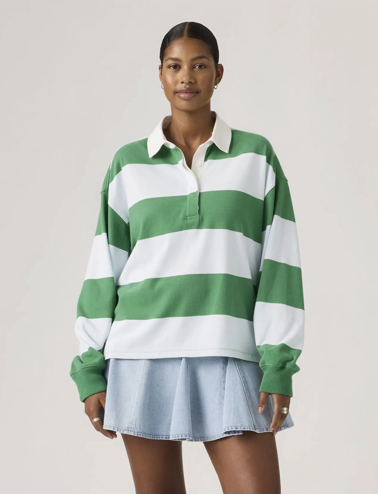 Levi's Reenie Rugby Ls Katie Stripe C, XS, Green, Strik > Trøjer, Dame