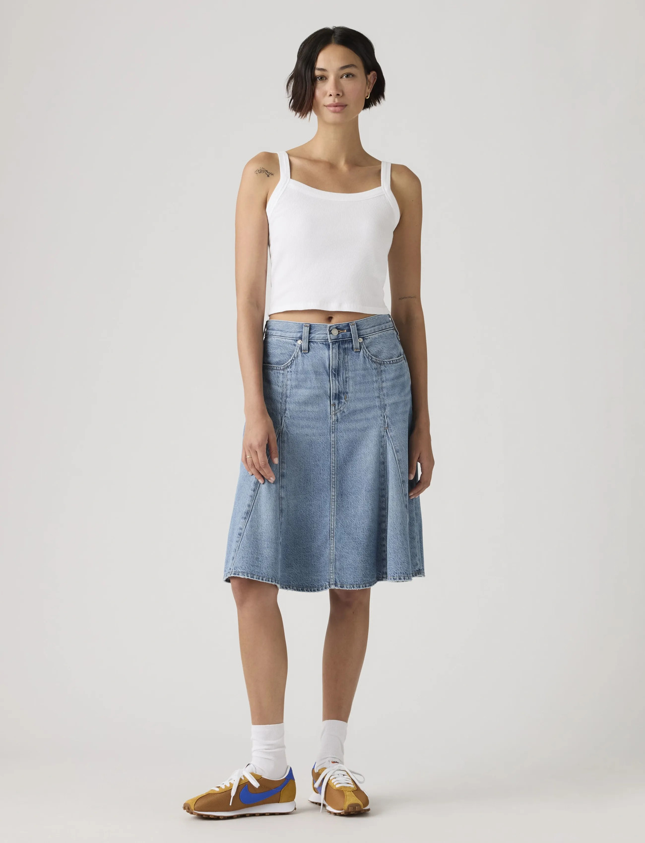 Levi's Godet Knee Length Skirt Good G, 27, Blue, Nederdele > Knælange Og Midi Nederdele, Dame