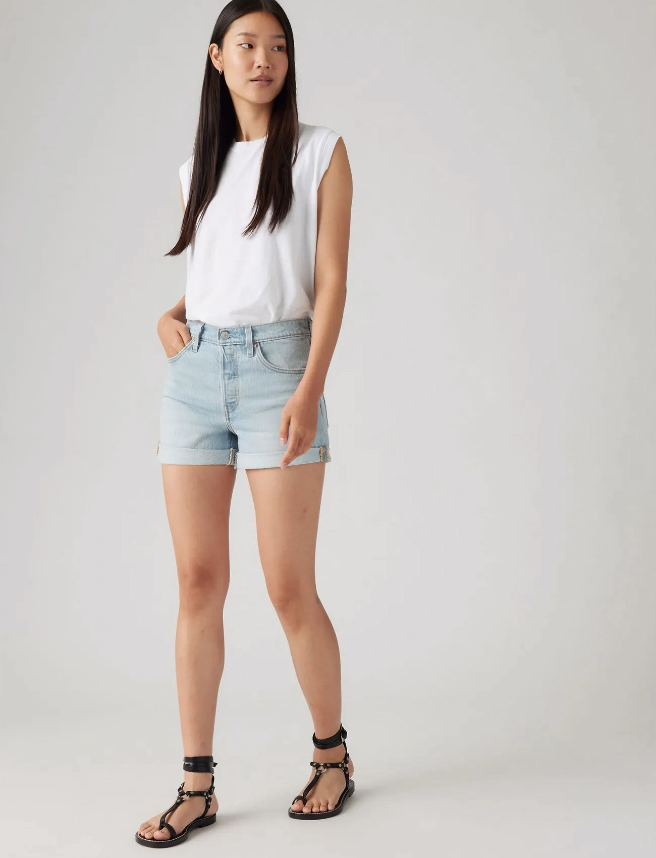 Levi's 501 Rolled Short Chameleon Cop, 24, Blue, Shorts > Denim Shorts, Dame
