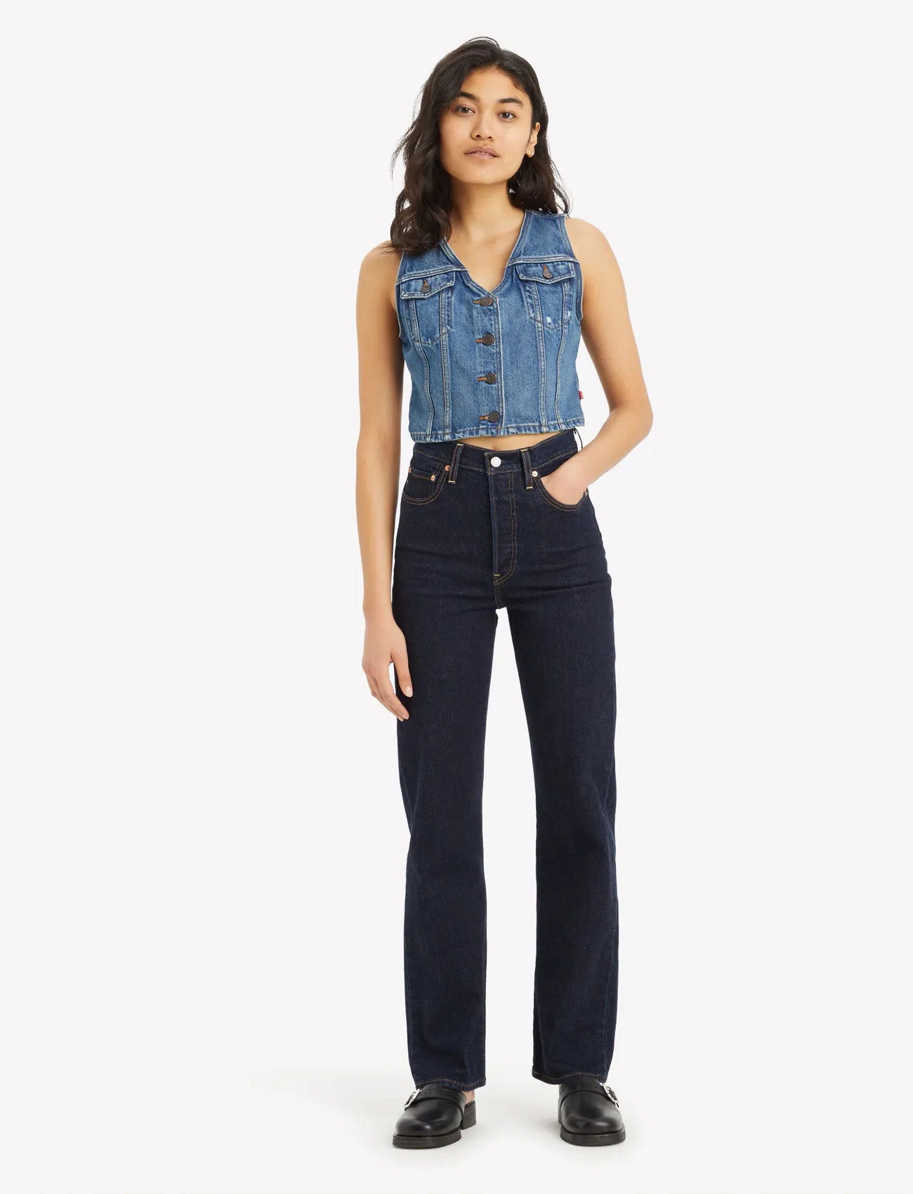 Levi's Ribcage Full Length Small Cour, 29 x 32, Navy, Jeans > Lige-Almindelige, Dame