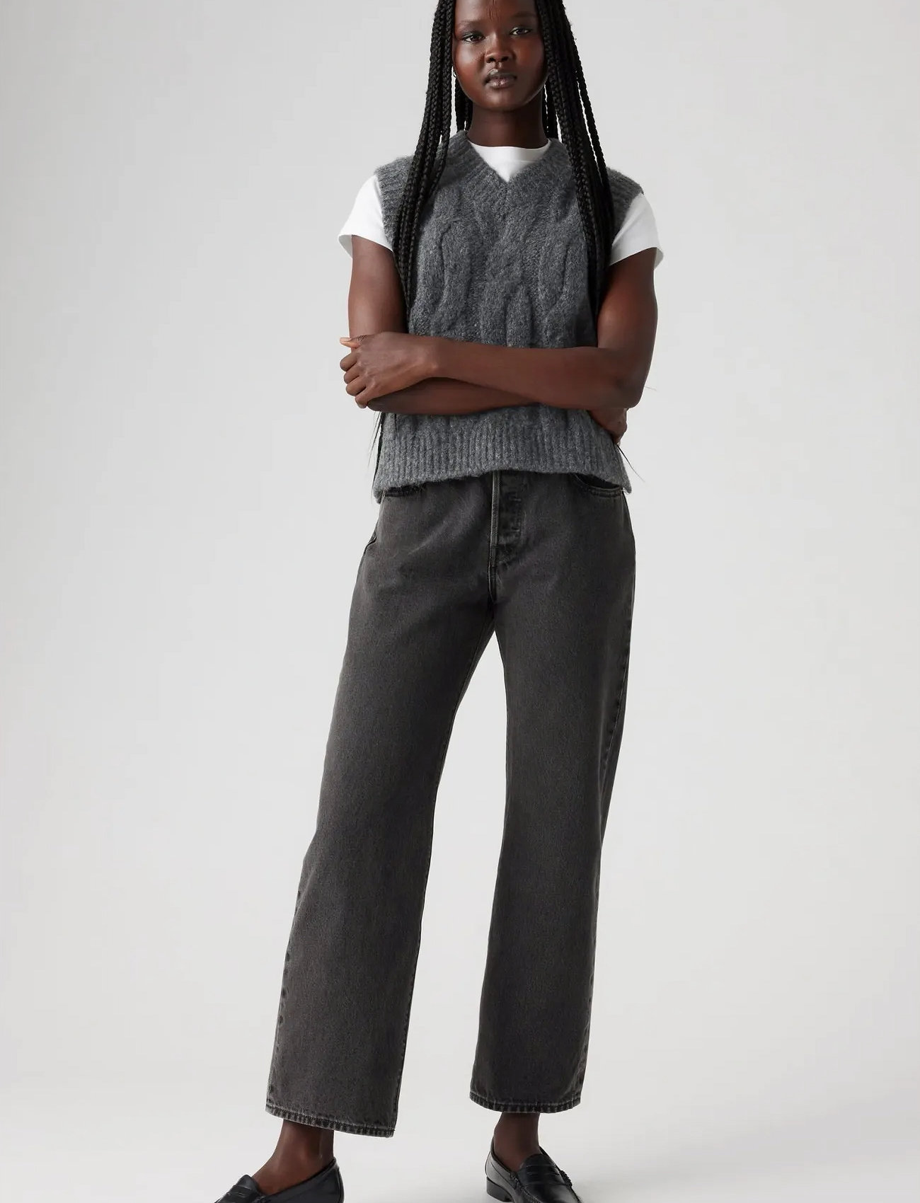 Levi's 501 90S Ankle Smooth Operator, 27 x 29, Black, Bukser > Brede Ben, Dame
