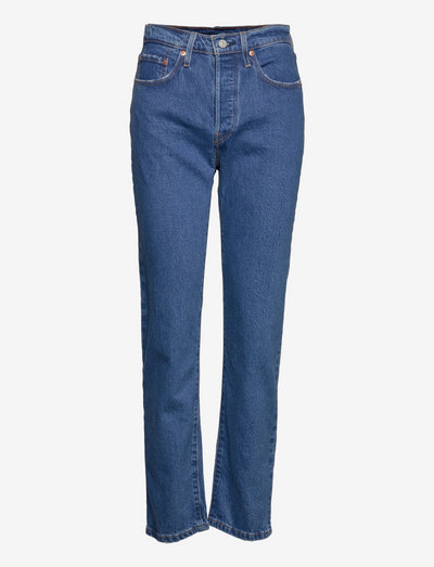 501 CROP JAZZ POP - straight jeans - med indigo - worn in