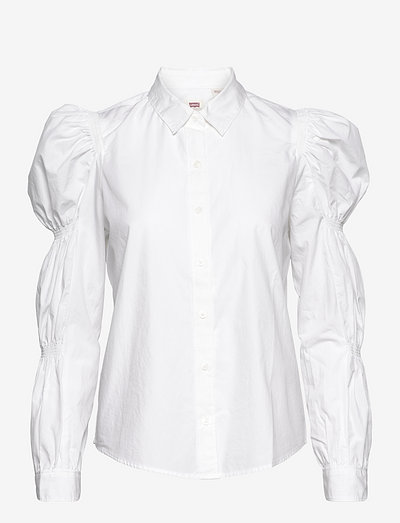 ZUMA CINCHED SLV BLOUSE BRIGHT - long-sleeved shirts - neutrals