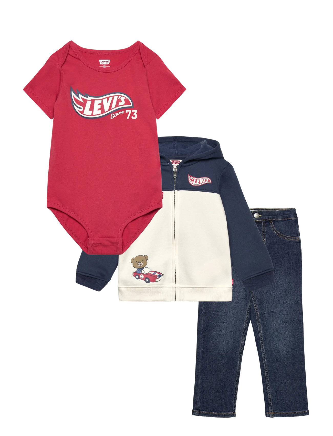 LEVI'S Levi's Bodysuit, Zip Hoodie Und Jeans 3-Piece Set Patterned - 98