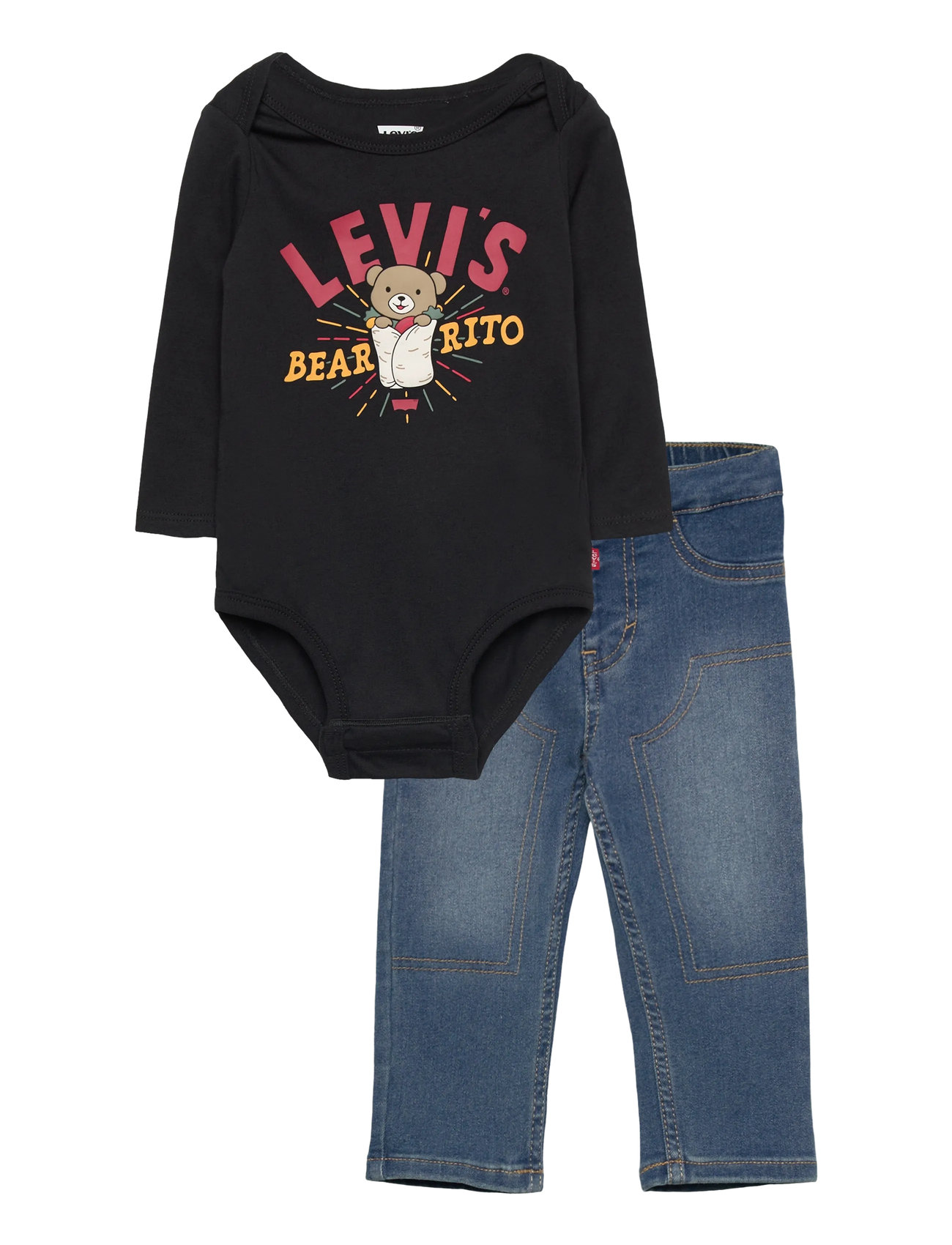 Levi's Levi's Bearrito Bodysuit And Jeans 2-Piece Set, 98, Black, Sæt > Sæt Med Krop, Børn