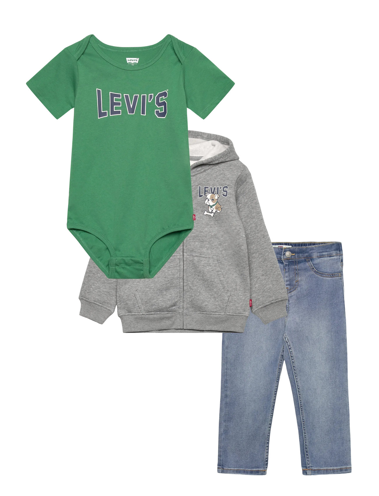 LEVI'S Levi's Bodysuit, Zip Hoodie Und Jeans 3-Piece Set Patterned - 98