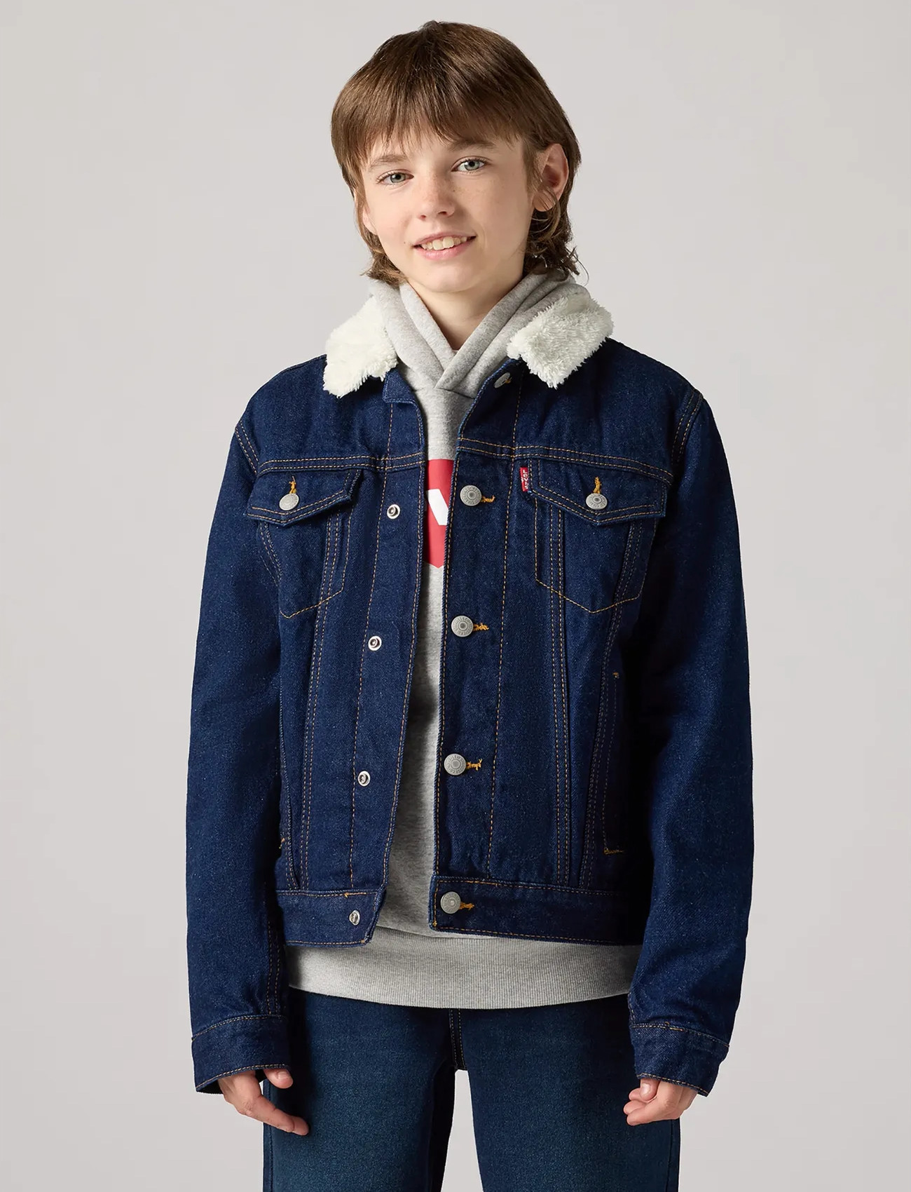 Levi's Levi's Sherpa Trucker Jacket, 164, Blue, Jakker Og Frakker > Denim Og Fløjl, Børn