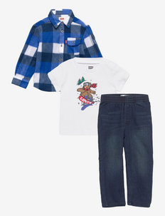 LVB PLAID BUTTON UP TE PANT SE - sets with long-sleeved t-shirt - blue