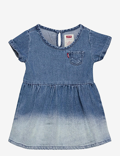SHORT SLEEVE DENIM DRESS - short-sleeved baby dresses - milestone