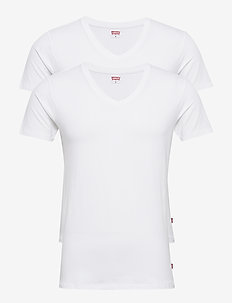 LEVIS MEN V-NECK 2P - v-ringade t-shirts - white