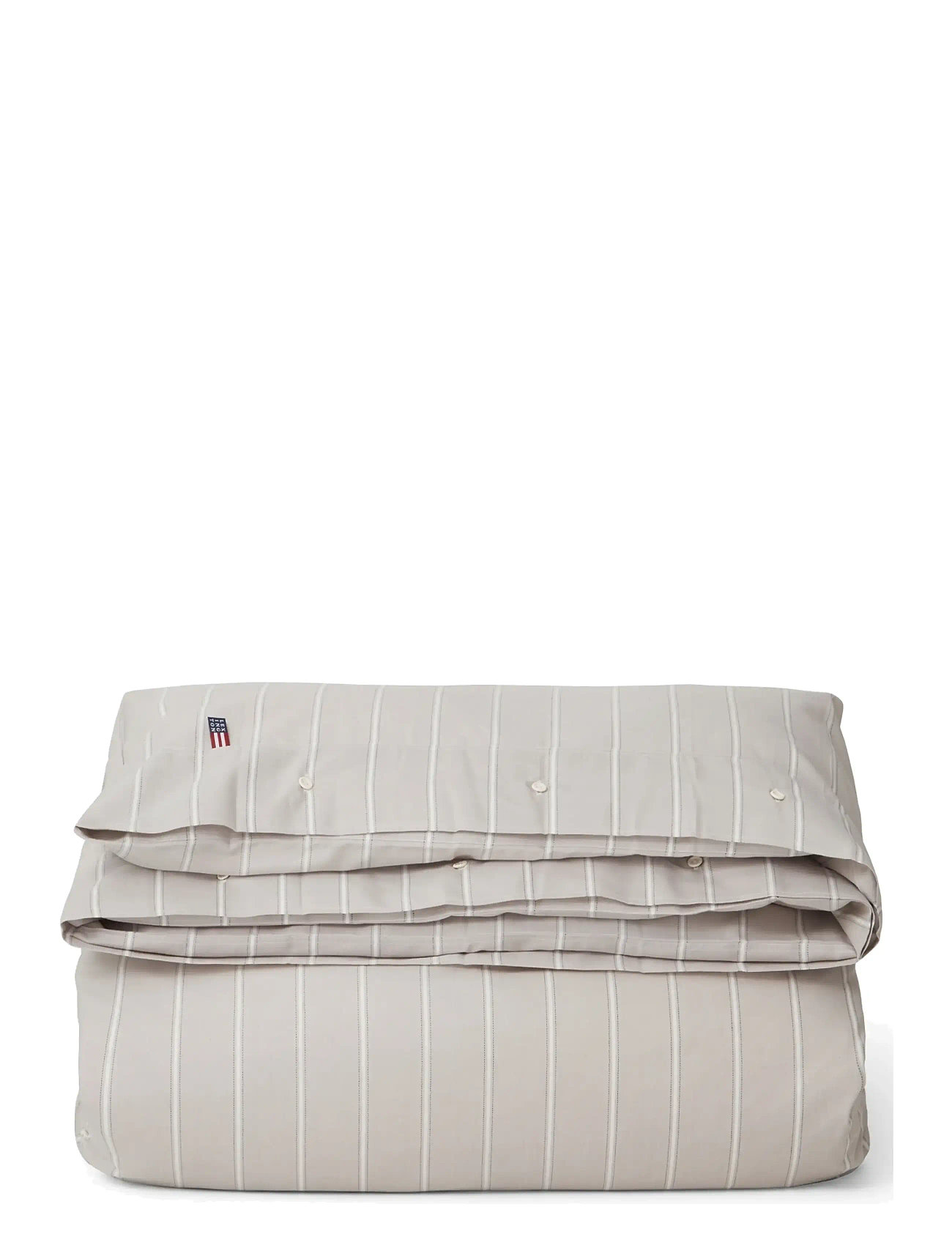 LEXINGTON Einrichtung Grau/Weiß Gestreift Lyocell/Baumwolle Bettbezug Beige - 200X210 - Unisex