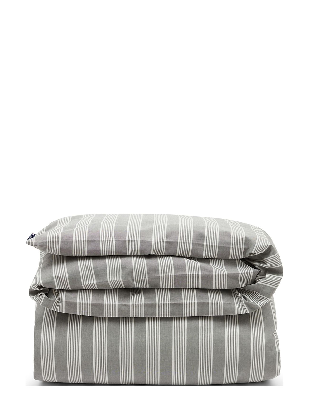 LEXINGTON Einrichtung Grau/Weiß Gestreift Lyocell/Baumwolle Bettbezug Grau - 200X210 - Unisex