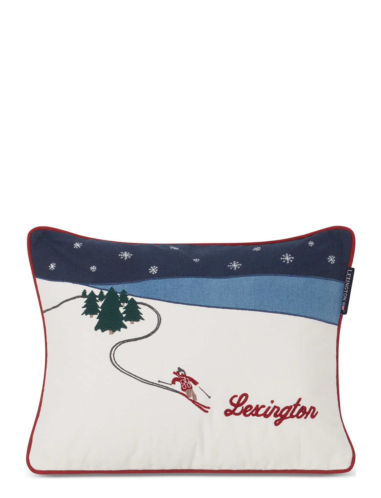 Skier Organic Cotton Twill Pillow Home Textiles Cushions & Blankets Cushions White Lexington Home