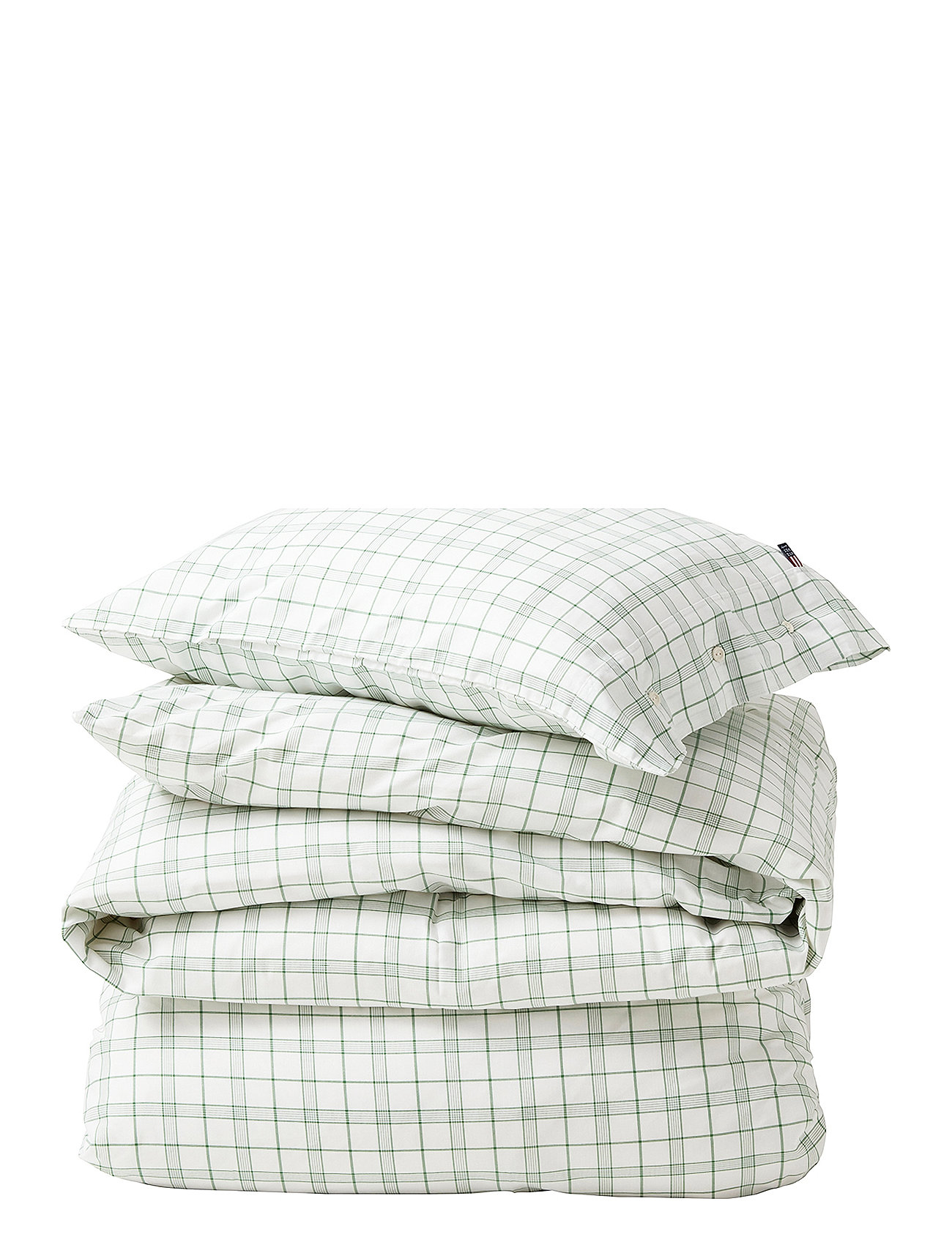 LEXINGTON Einrichtung Weiß/Grün Checked Lyocell/Baumwolle Bed Set Grün - 260X220/65X65X2 - Unisex