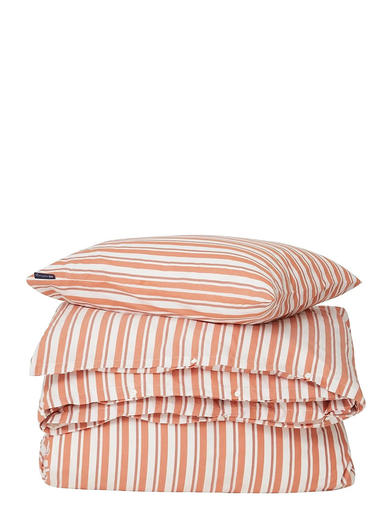LEXINGTON Einrichtung Weiß/Terra Gestreift Baumwolle Poplin Bed Set Orange - 140X220/65X65 - Unisex