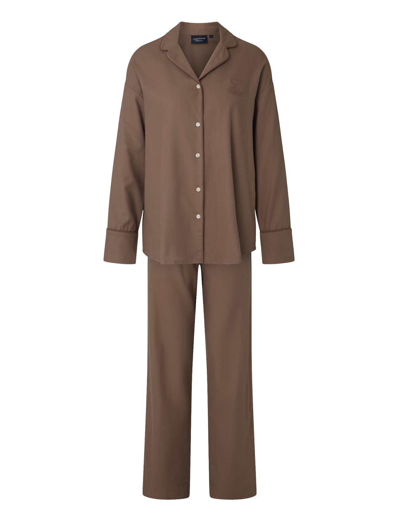 Caroline Organic Cotton Flannel Pajama Set Pyjamas Nattøj Brown Lexington Home