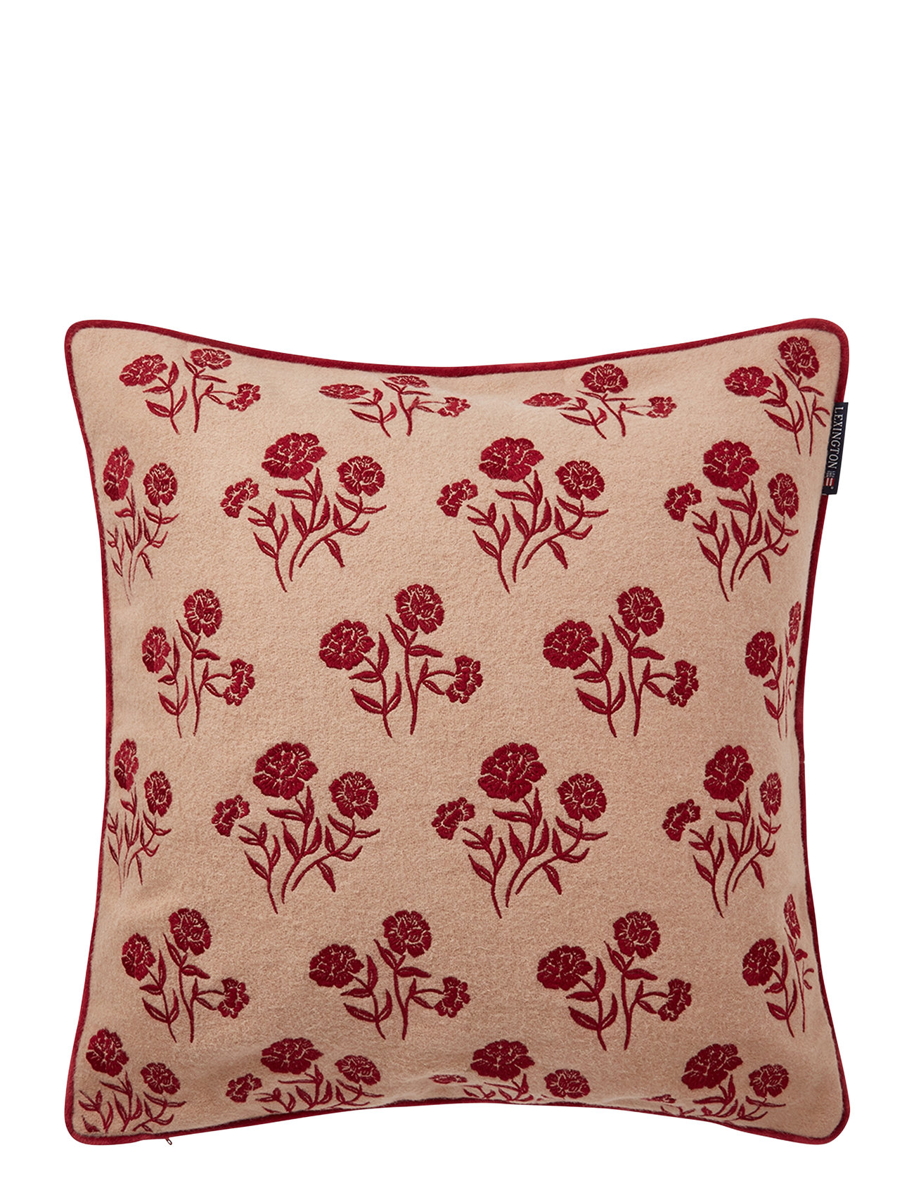 Lexington Home Flower Embroidered Wool Mix Pillow Cover Brun