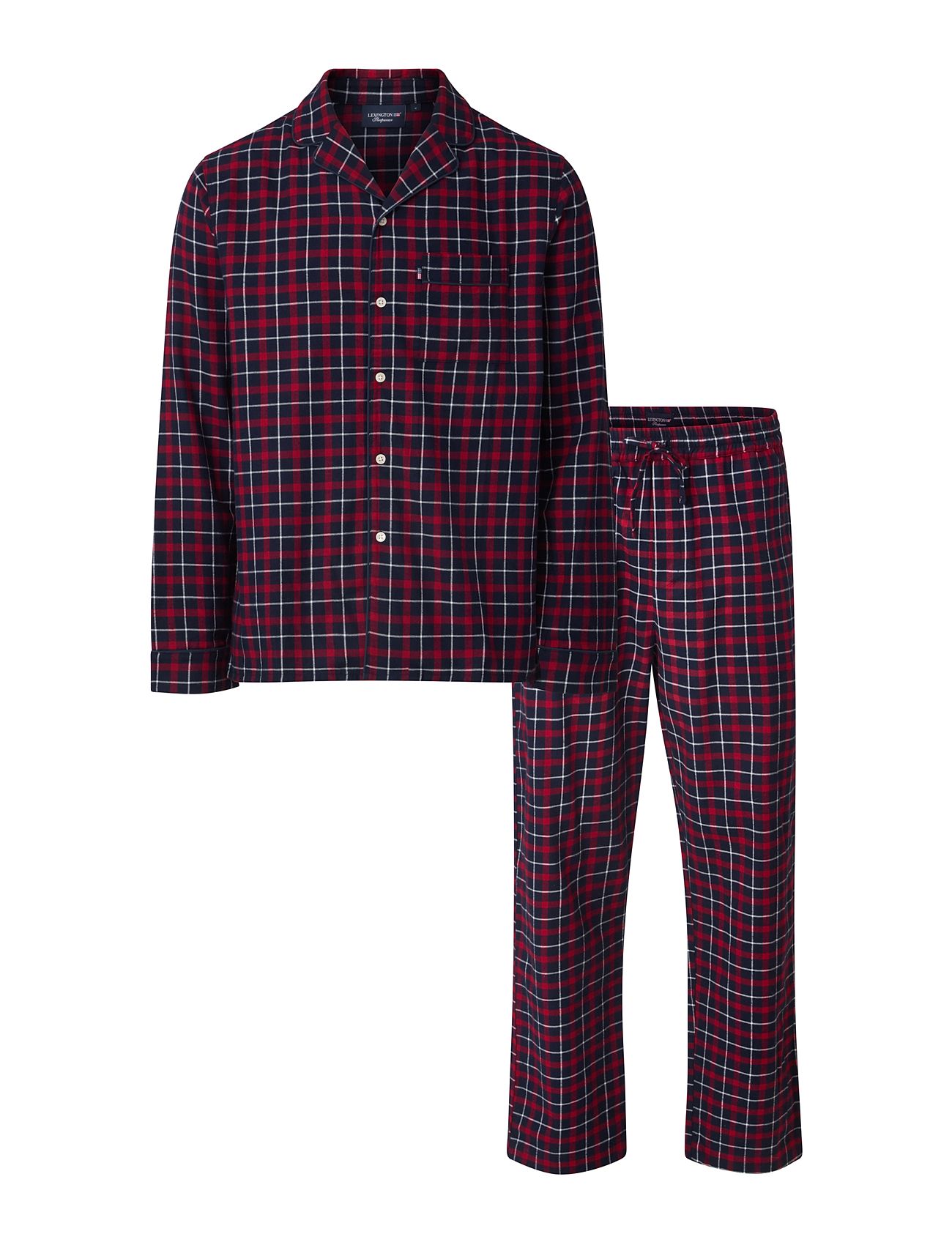 Ethan Organic Cotton Checked Flannel Pajama Set Pyjamas Nattøj Red Lexington Home