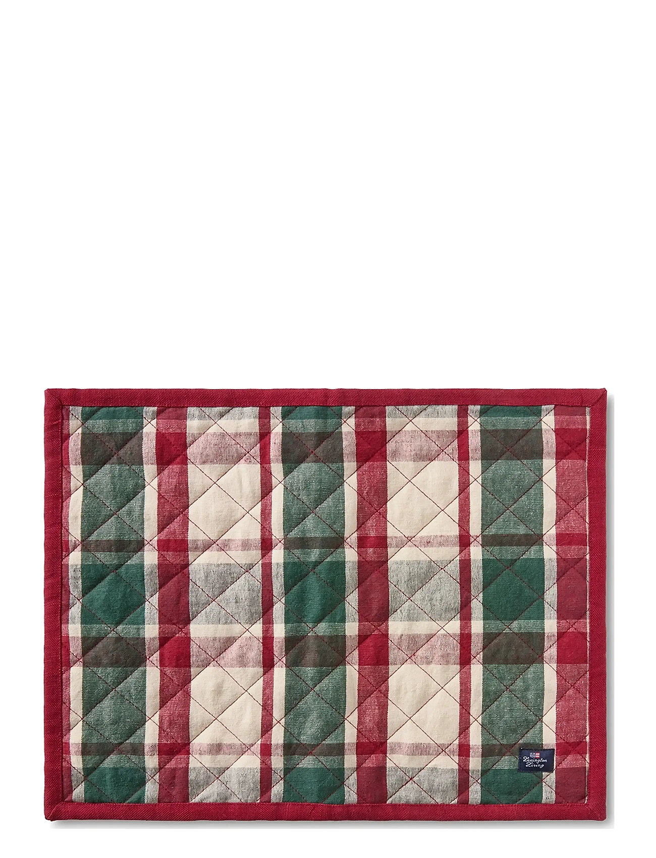 Lexington Home Quilted Checked Linen/Cotton Placemat, 35X45 cm, Red, Tableware > Placemats, Unisex
