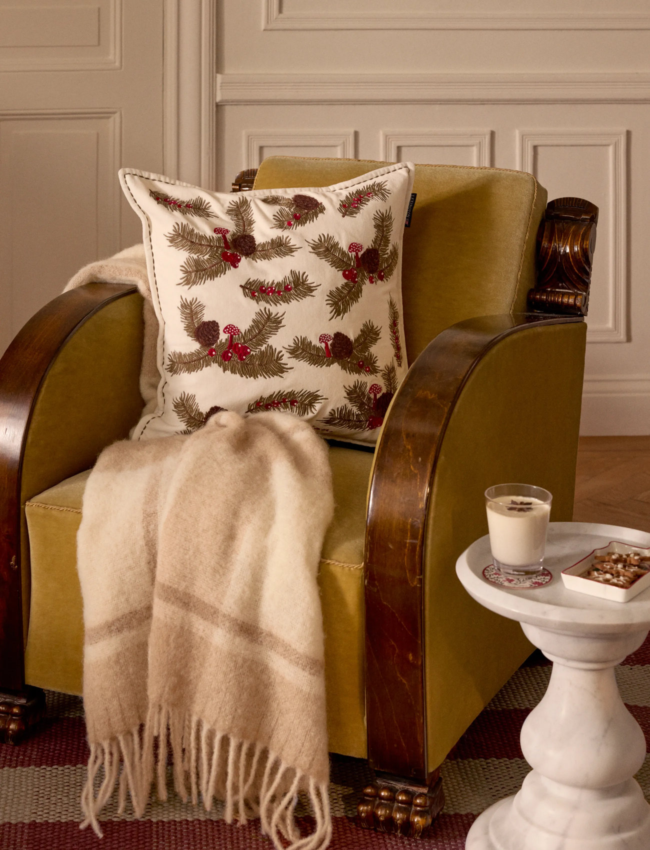 Lexington Home Beige/White Checked Mohair Mix Throw, 130X170, Beige, Puder & Tæpper > Tæpper & Plaider, Unisex