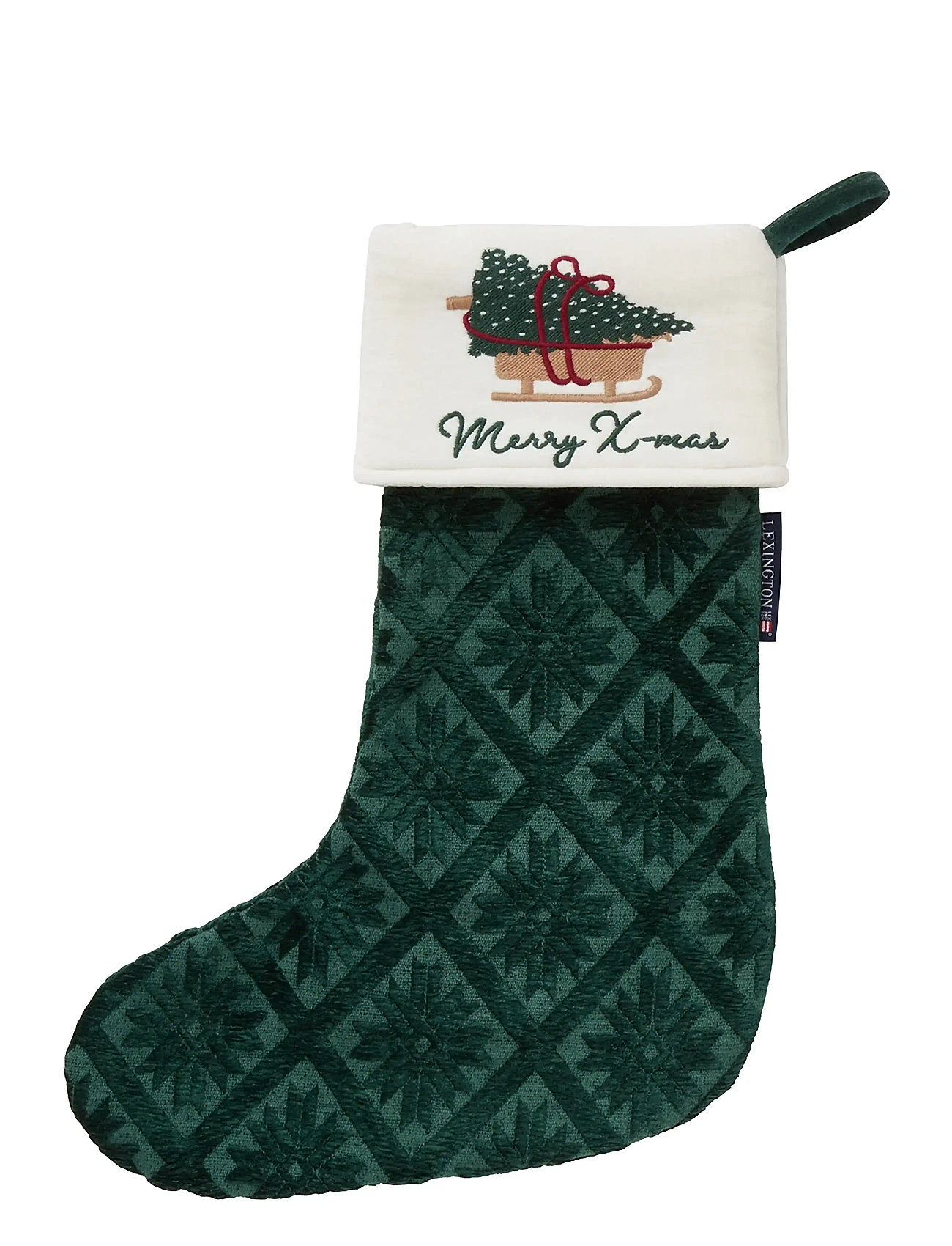 Lexington Home Jacquard Organic Cotton/Viscose Stocking, One Size, Green, Juledekoration > Juletilbehør, Unisex