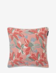 Flower Printed Recycled Cotton Canvas Pillow Cover - CORAL/BLUE
