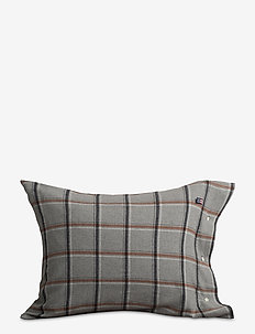 Checked Flannel Pillowcase - LT GRAY/WHITE/RUST CHECK