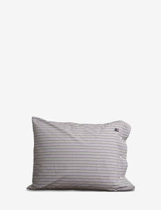 Multi Striped Poplin Pillowcase - GRAY/WHITE/RED MULTI STRIPES