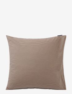 Beige/Dk Gray Striped Cotton Poplin Pillowcase - poszewka - beige/dk gray