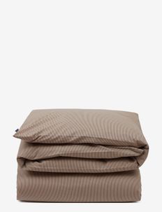 Striped Cotton Poplin Duvet Cover - bettbezüge - beige/dk gray