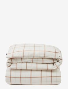 Checked Cotton/Cashmere Flannel Duvet Cover - julpynt - off white/beige
