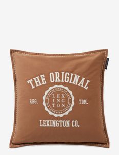 Cotton Twill Logo Message Pillow Cover - cushion covers - dk. beige