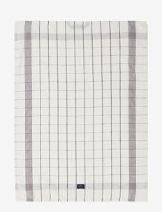 Organic Cotton/Linen Checked Kitchen Towel - tea towels - white/dk. gray
