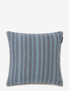 Zig Zag Printed Linen/Cotton Pillow Cover - poszewki na poduszki - blue/beige
