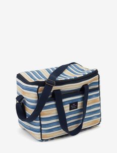Blue/Oat Striped Cotton Canvas Cooler Bag - blue/white/oat